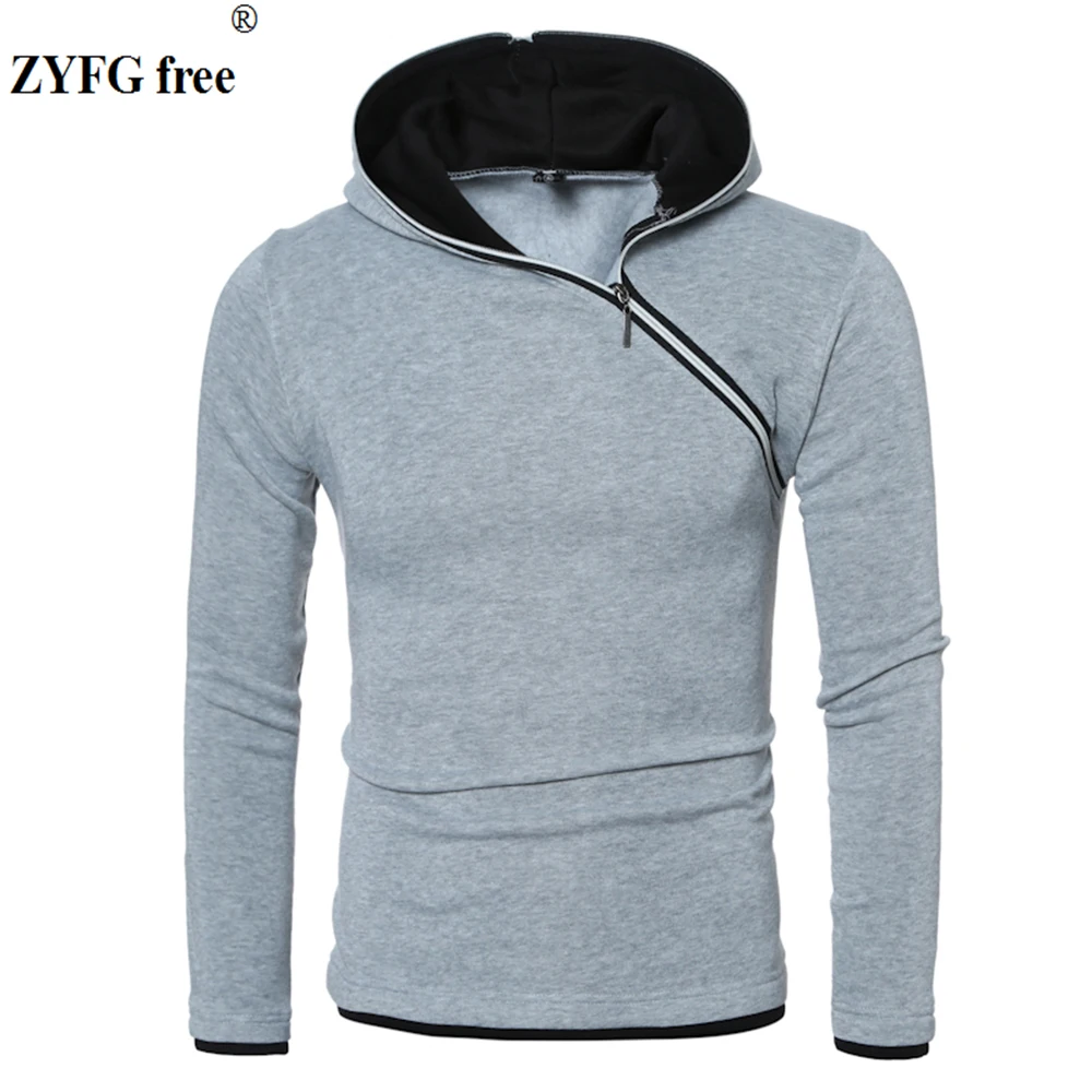 

New spring and autumn men's hoodie solid color simple casual style hooded zipper decoration long sleeve male clothing