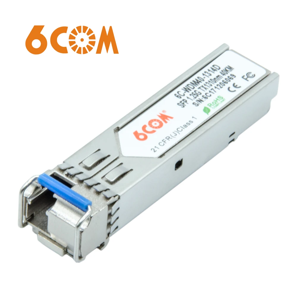 

6COM Generic Compatible 1000BASE-BX BiDi SFP 1310nm-TX/1490nm-RX 40km DOM Transceiver