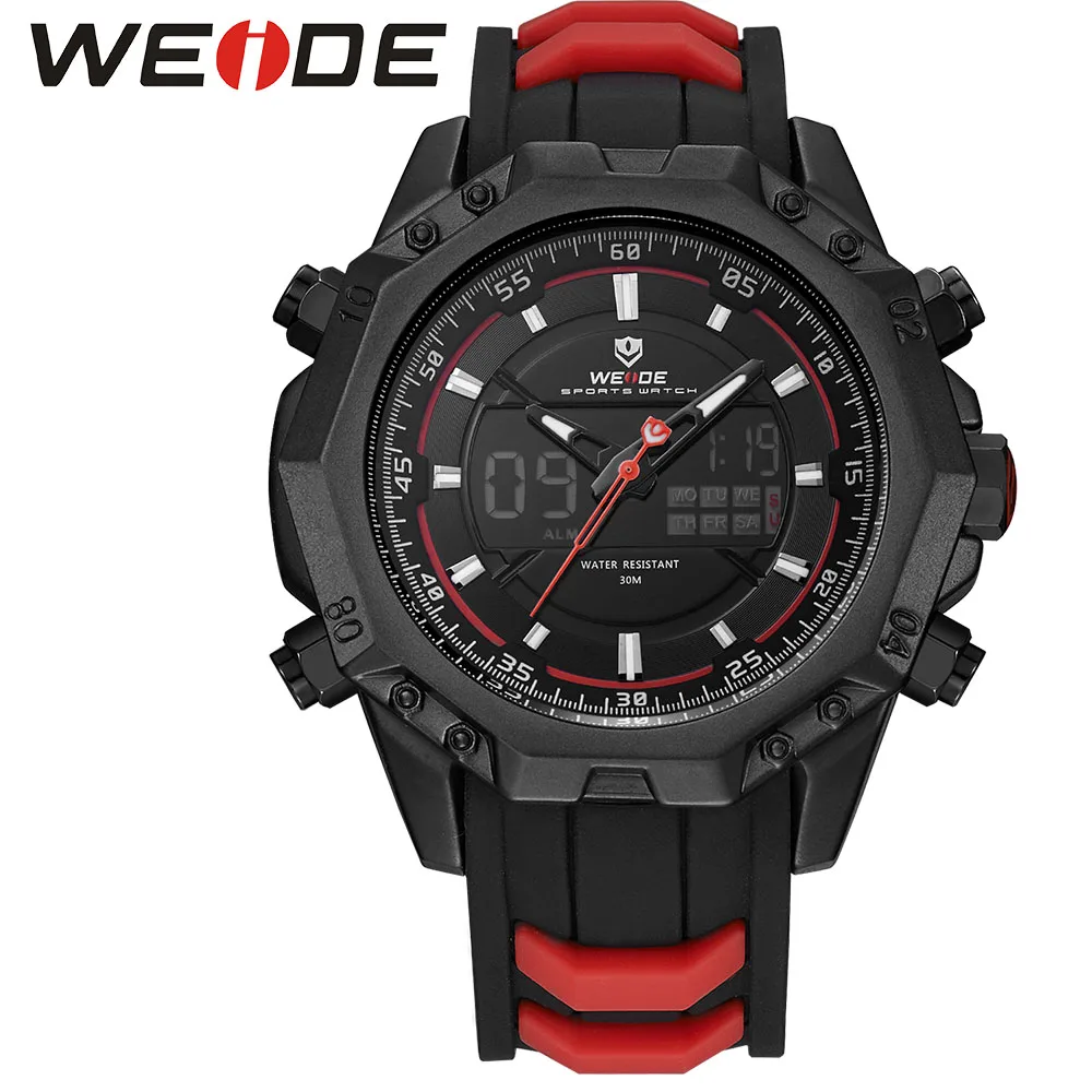 

WEIDE Genuine Mens Quartz Watches Top Brand Luxury Alarm Clock Schocker Waterproof Sport Wristwatch Analog Digital LCD Watch
