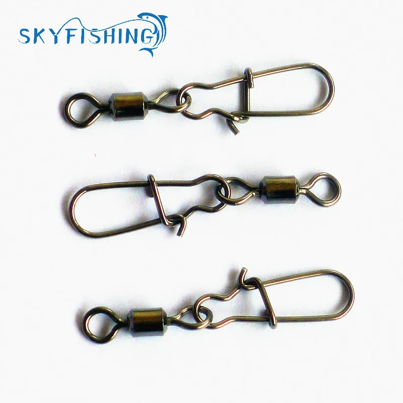 

30pcs Swivel MS+HX Rolling Swivel with Coastlock Snap Size8, 6, 4, 2 Hook Lure Connector Terminal swivel for Fishihooks