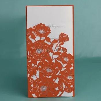 

Free Shipping! HI3011 - Orange Color Laser Cut Wedding Invitation Cards