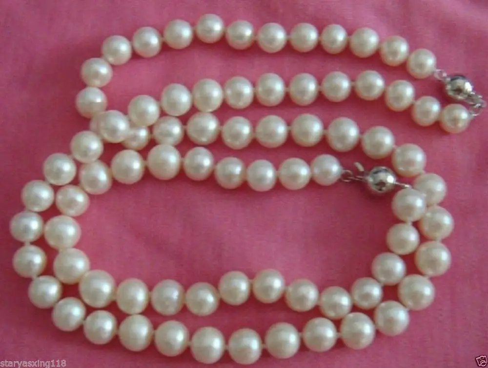 

NATURAL 8-9MM AAA+ WHITE freshwater PEARL NECKLACE BRACELET 14K