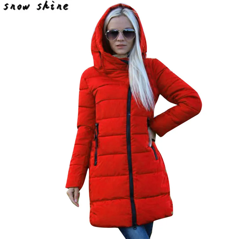 snowshine 3001 Winter Women Ladies Long Quilted Jacket Hooded Coat Parka Padded Outwear Zipper free shipping