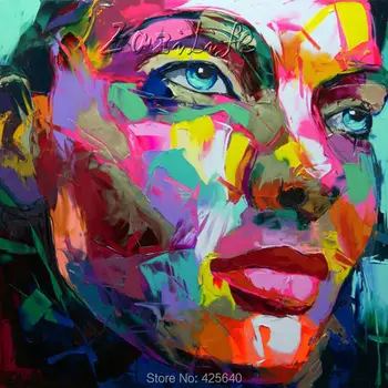 

Palette knife painting portrait Palette knife Face Oil painting Impasto figure on canvas Hand painted Francoise Nielly 15-31