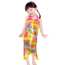 Девушки Детские купальники Русалка 3 предмета Купальник розовый принт сладкий Шорты-юбки повязку Жилет повесить шеи пляж купальный костюм