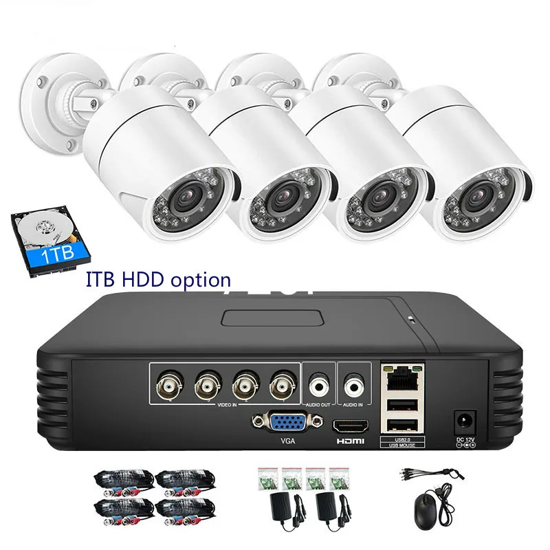 Система видеонаблюдения CCTV 4CH 720P/1080P комплект камеры AHD P2P HDMI H. 264 DVR