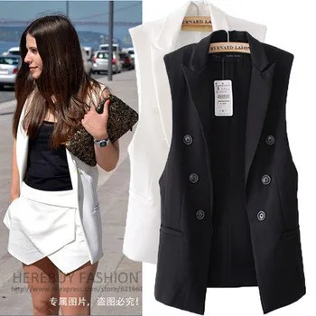 Long tunic vest street style for women black