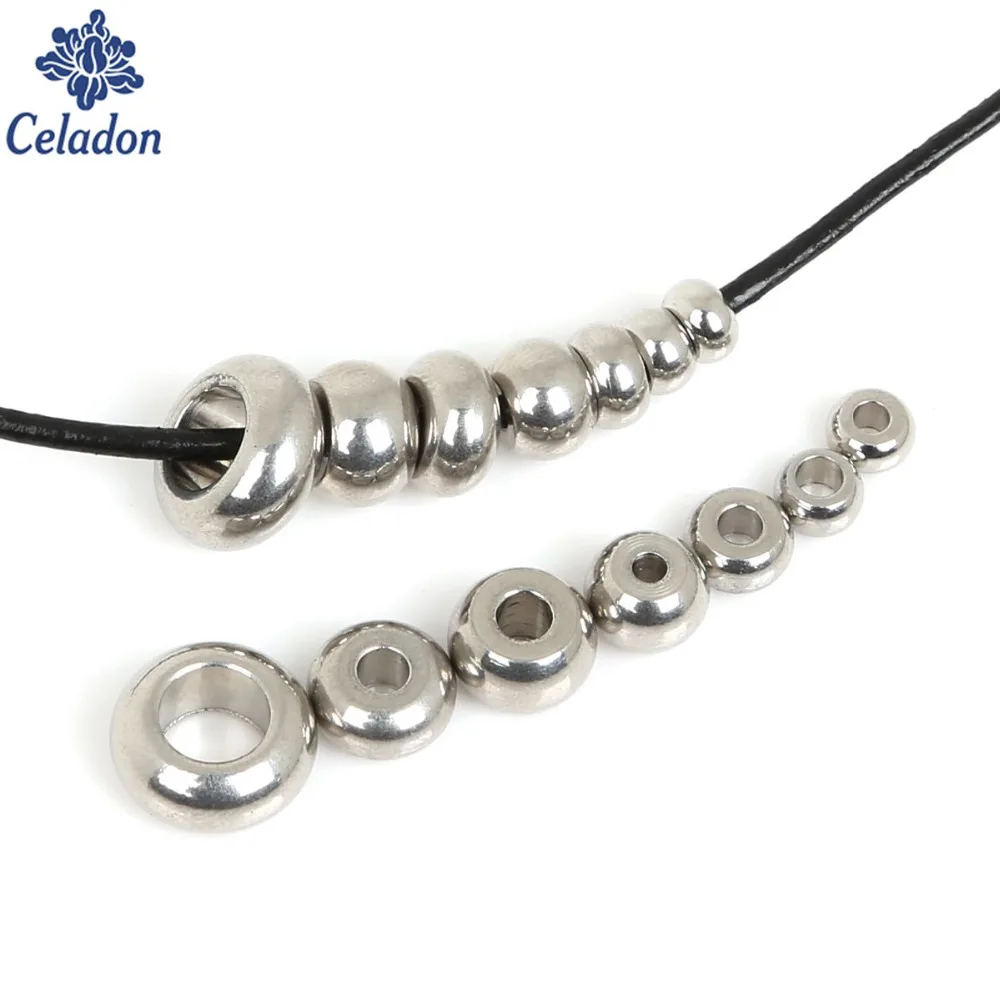 

20pcs Silver Stainless Steel Spacer Beads European Ball Big Hole Fits for Charm Bracelets Jewelry Making