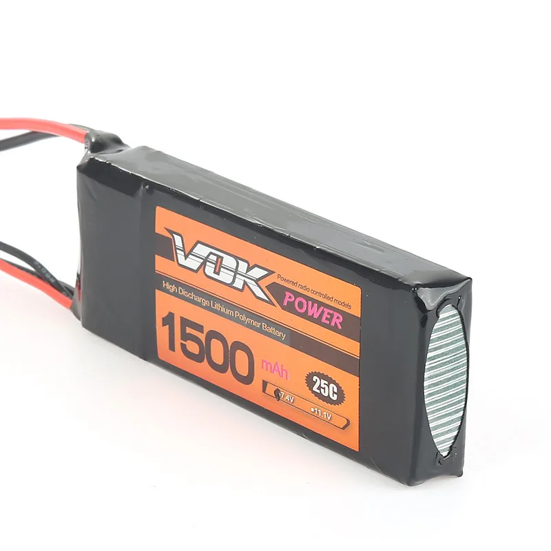 Мини портативный аккумулятор VOK 2S Lipo 7,4 V 25C 1500mAh Т-образный разъем разряда для радиоуправляемого гоночного квадрокоптера дрона TSLM2