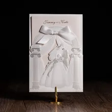Customize Church Palace Design Laser Cut Wedding Invitations With Elegant Bride and Groom Marriage invites Cards