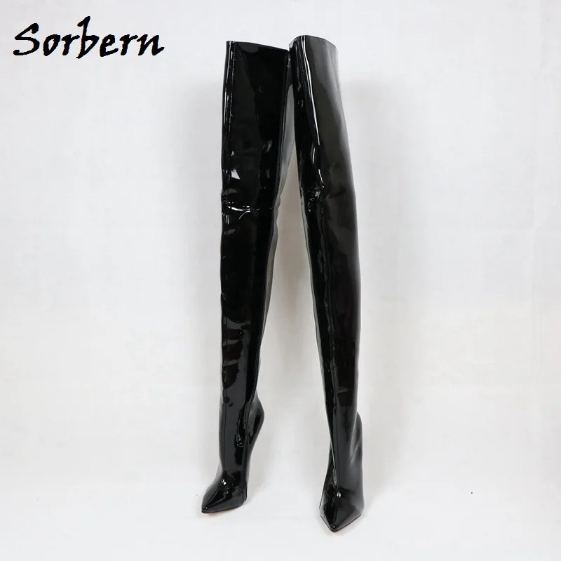 Sorbern/пикантные Фетиш-сапоги; женские высокие ботинки для трансвеститов; высокие сапоги унисекс на заказ; 18 см; 12 см; туфли на высоком каблуке-шпильке