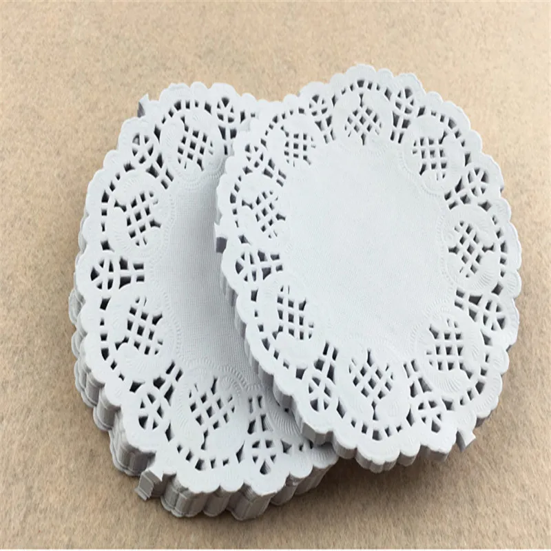500 Pcs / lot 3.5" White Round Lace Paper Vintage Coasters Placemat