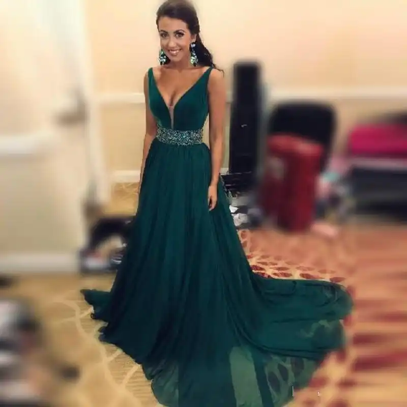 hunter green formal long dress