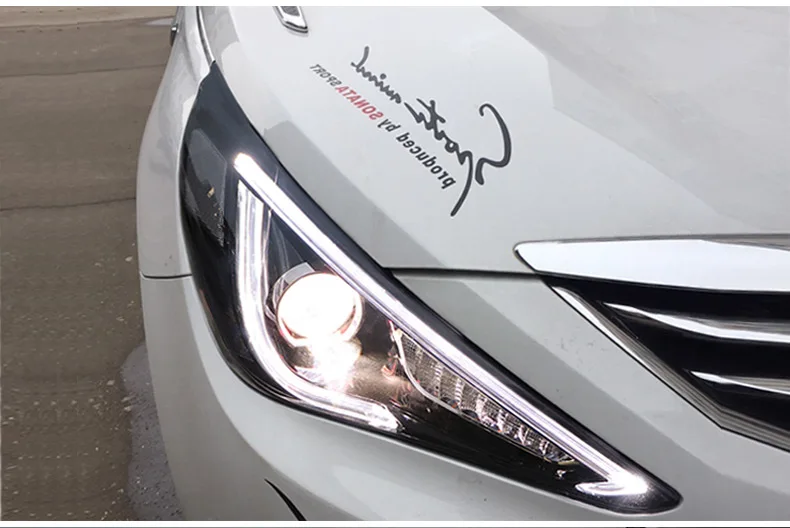 Автомобильный стиль для hyundai Sonata фары 2011- Sonata 8 светодиодный фонарь DRL Bi Xenon объектив Высокий Низкий луч светодиодный динамический сигнал поворота