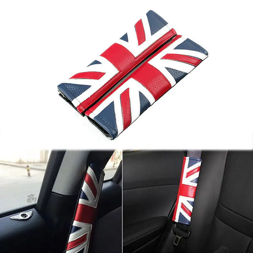 Gurte Seat Belt Shoulder Pad Cushion für Mini Cooper Union Jack Red