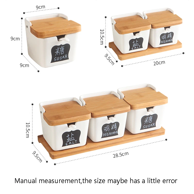 Белая керамическая квадратная банка для пряностей в скандинавском стиле с деревянной основой аксессуары для кухонной мебели бачок для масла банки для соли посуда