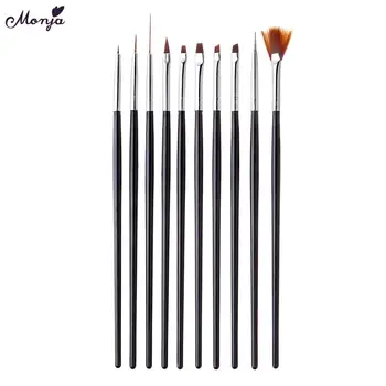 

Monja 10Pcs Nail Art Acrylic UV Gel Extension Carving Dotting Drawing Painting Liner French Line Petal Flower Design Brush Pen