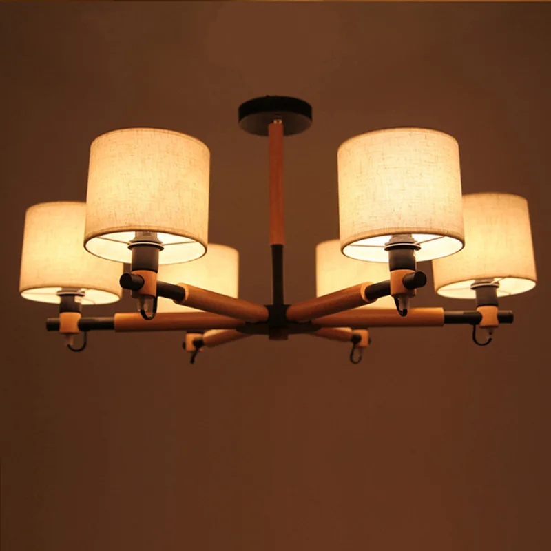 black white wood bracket fabric lamp shade pendant lighting lamp