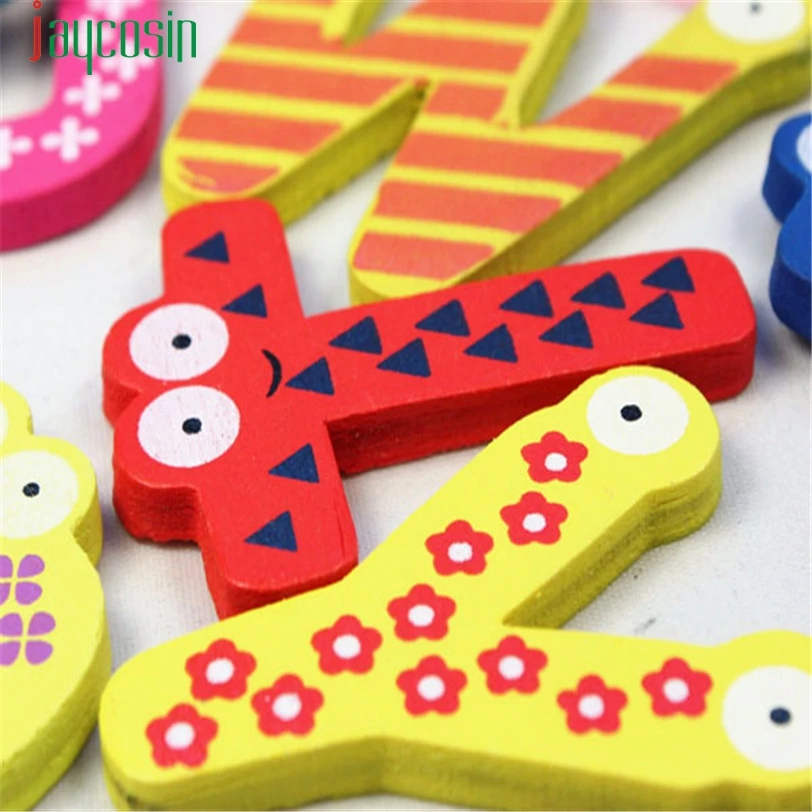 Hiinst Бестселлер Прямая поставка красочные милые 26 букв деревянный мультяшный магнит на холодильник детские развивающие игрушки буквы-игрушки S7