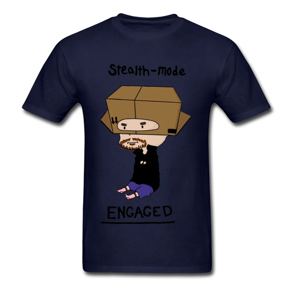 Tops Shirt The Box Ninja Sweatshirts Summer/Autumn On Sale Design Short Sleeve 100% Cotton Crew Neck Student T-shirts Design The Box Ninja navy