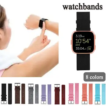 

Brand New Fashion Canvas Watch Band Strap With Buckle Connector For Fitbit Versa Sport Smartband Replace Canvas Watch Strap