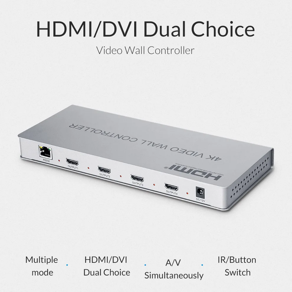 Видеостена Unnlink контроллер 1 HDMI/DVI In 4 HDMI выход 1x2,1x3,1x4,2x1,2x2,3x1,4x4 изображения сшивание 4 ТВ показывает Сращивание экрана