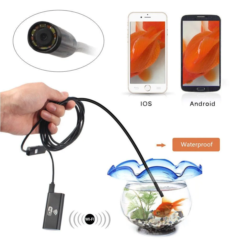 1M 2M Wifi Endoscope Waterproof Inspection Borescope Camera Probe With