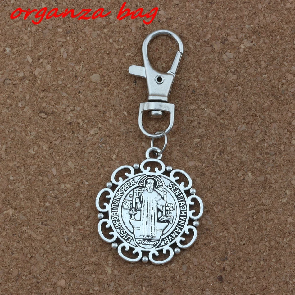 Exorcism Flower Saint Benedict Medal Catholic Cross Keychain Travel Protection