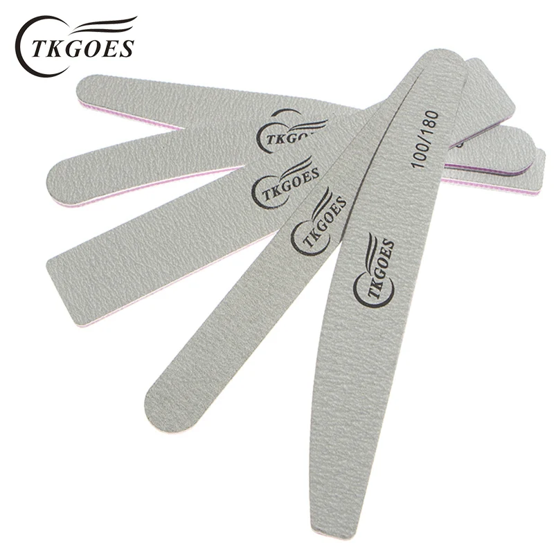 

TKGOES 5pcs/lot nail files 100/180 grit 5 different shapes length 18CM thin 0.4CM nail buffer block for nail care polish