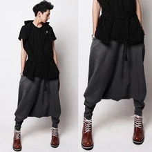 Повседневные свободные брюки с заниженным шаговым швом, на шнурке, для танцев в стиле ретро, для мужчин s, модные штаны в стиле хип-хоп, брюки с заниженным шаговым швом, мужские шаровары, большие размеры