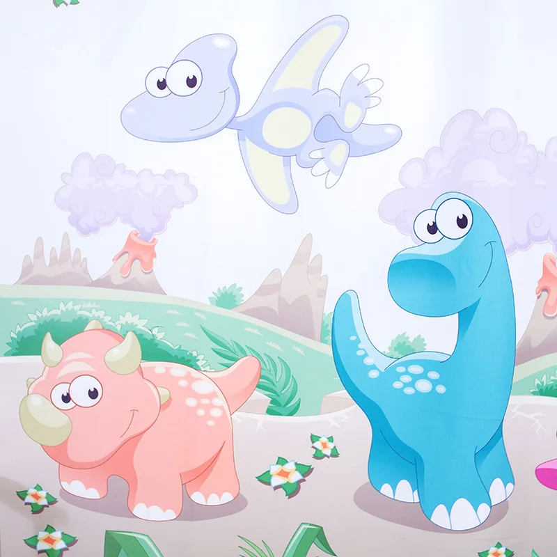 Goedkoop Gordijn Gratis Verzending! Little Dinosaur Cartoon hoogwaardige Digitale Milieubescherming afdrukken kinderen 3d Gordijnen.
