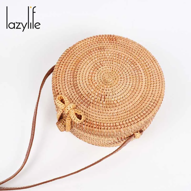 

Women Handbag Round Straw Bags Women Summer Rattan Bag Handmade Woven Beach Cross Body Bag Circle Bohemia Handbag