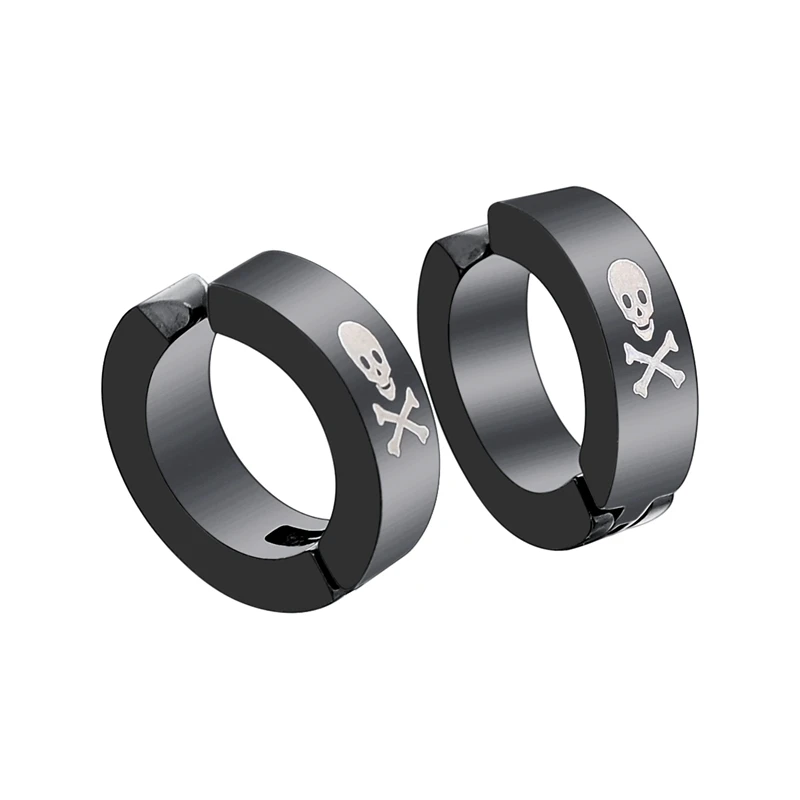 Buy 1Pair Punk Rock Skull Hoop Earrings For Men