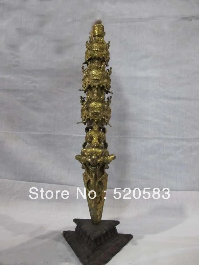 

Tibet Buddhism pure Bronze gild Hayagriva Phurpa Dagger Buddha statue