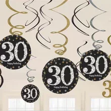 6pcs 30 년 장식 파티 생일 축하 30 40 50 60 70 세 나선형 장식품 생일 파티 장식(China)