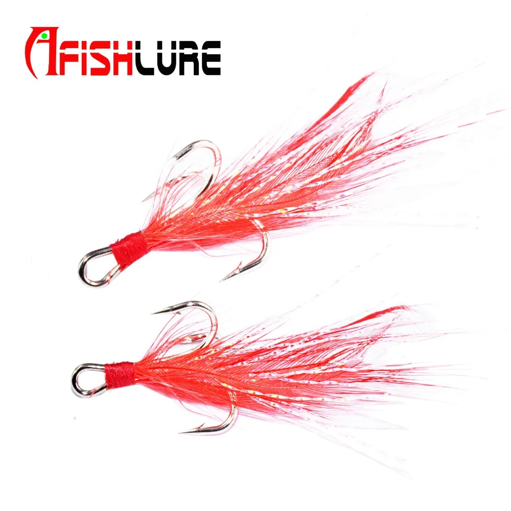 Afishlure рыболовные крючки с красными перьями l перья приманки для ловли окуня
