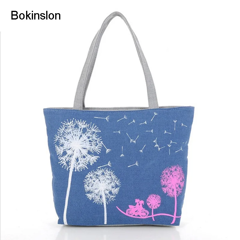 

Bokinslon Shoulder Bags Woman Cartoon Simple Canvas Ladies Handbags Bags Fashion Female Popular Bags