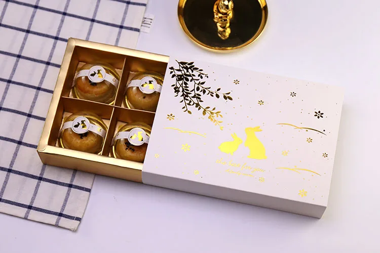 Золотые кролики конфеты, Печенье Подарочная коробка Mooncake Nougat шоколад десертная коробка Свадебные сувениры портативные декоративные коробки