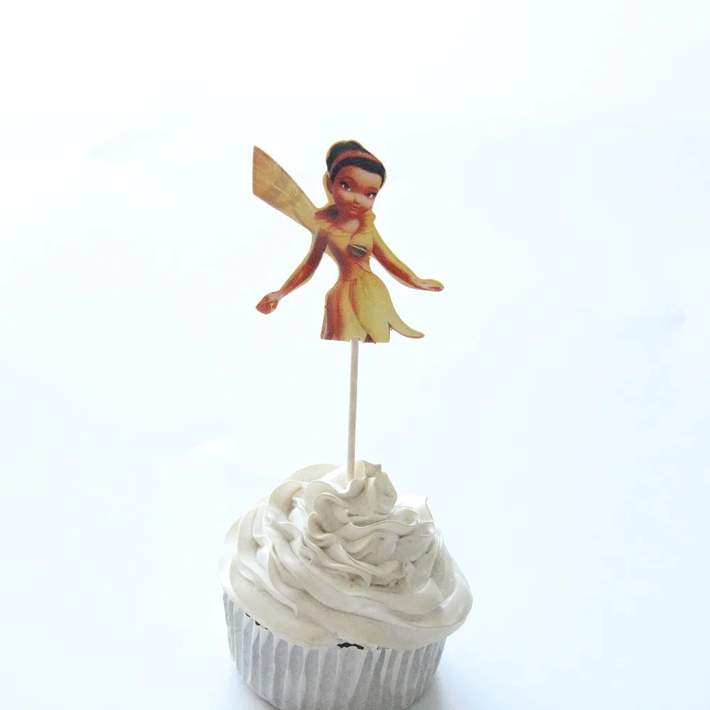 24 Pcs Lot Kartun Tinkerbell Cupcake Puncak Anak Pasokan Pesta Ulang