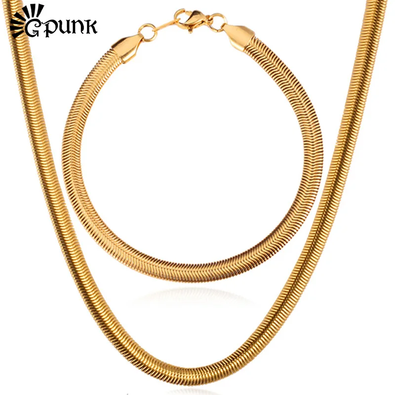 Ювелирные наборы Мода для мужчин нержавеющая сталь никогда не выцветает желтого золота цвет ожерелье с браслетом змея дизайн (VITO S5552) Ювелирные наборы Мода для мужчин нержавеющая сталь никогда не выцветает желтого золота цвет ожерелье с браслетом змея дизайн (VITO S5552)