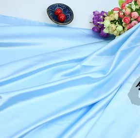 Блестящая гладкая эластичная атласная ткань 94% полиэстер 6% спандекс для платья ночная юбка - Цвет: LIGHT BLUE