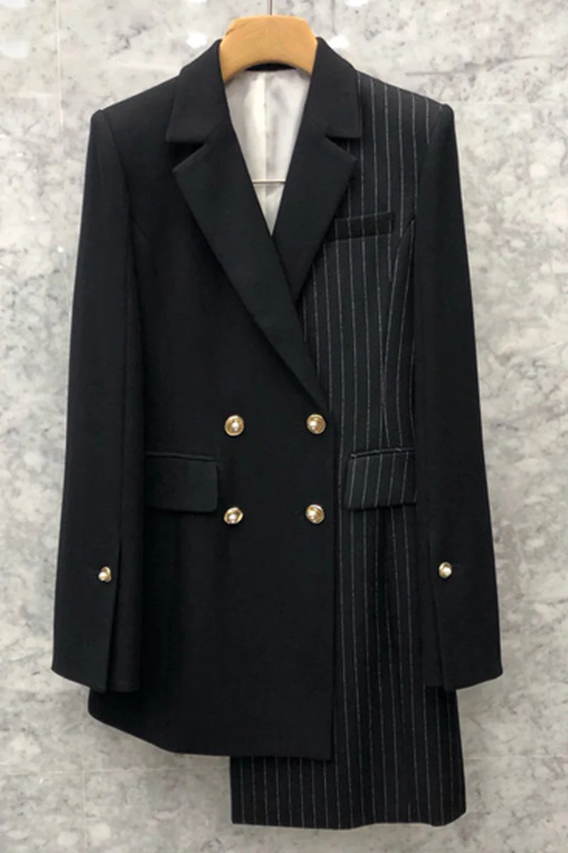2019 Las De Nuevo Traje Black Mujeres Ropa Primavera Asimétrica Otoño Rayas Superaen Irregular Y Chaqueta qt8za