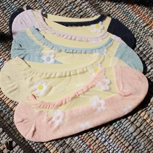 50 пар/лот,, женские повседневные носки в японском стиле с цветком, стеклянные носки-лодочки, короткие летние носки с кристаллами