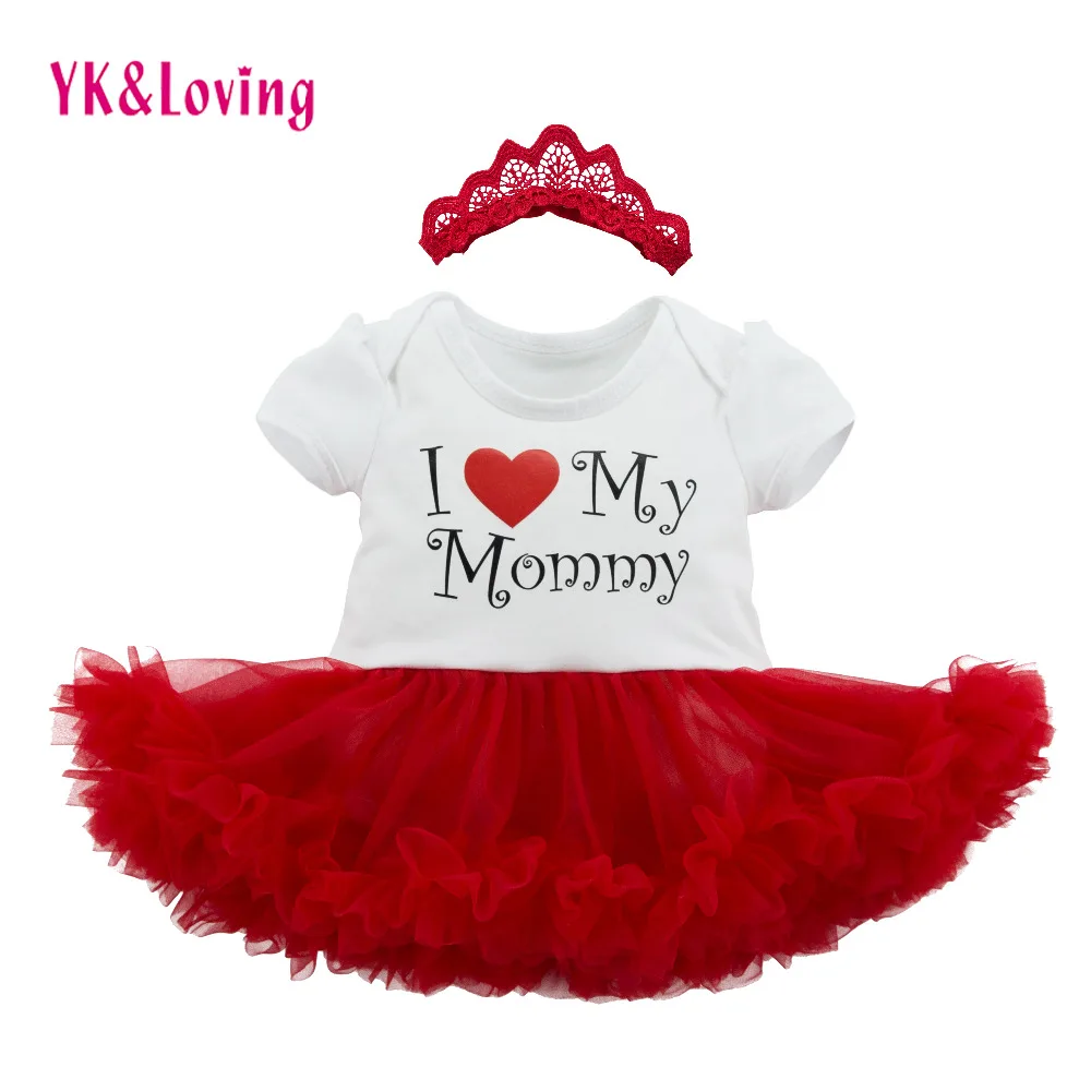 

2017 Love Mommy tutu Dress baby rompers with letters Summer Baby Girls Clothing Sets Cotton Infant Jumpsuit Newborn Baby Clothes