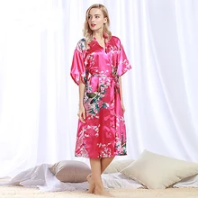 Высококачественный брендовый Свадебный халат для невесты, атласный шелковый халат, ночная рубашка для женщин, кимоно, одежда для сна размера плюс S-3XL