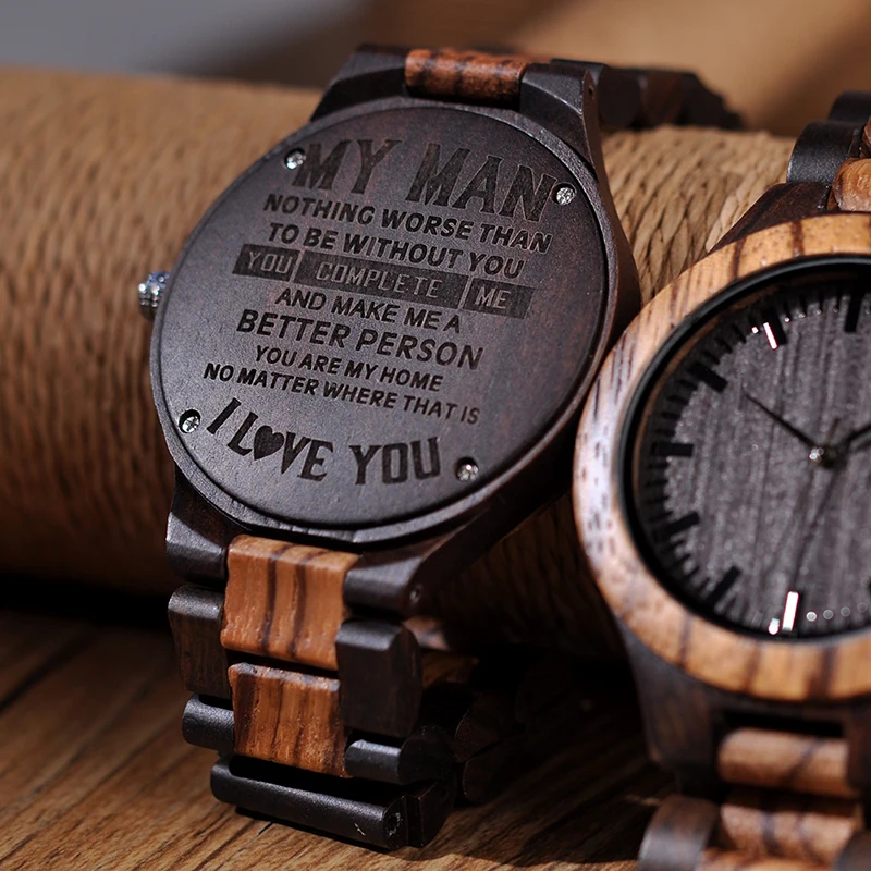 BOBO BIRD Engrave Personal Men Watch Family Birthday Gift for SON DAD Quartz Watches Men's Wristwatch Engraving Logo