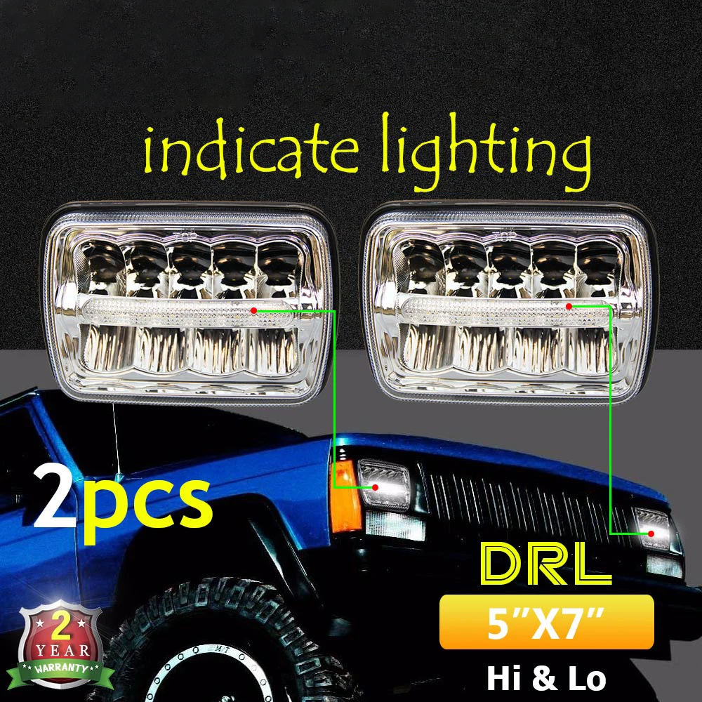 

1 Pair 7X6 45W H4 Car Daytime Running Lights Hi-Lo 3700Lm 1800Lm Led Headlight For Off Road Jeep Wrangler Jk Car Styling