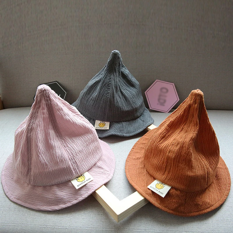 

Baby Sun Hats Lovely Cone-shape Hat Boys Girls Kids Cotton Bucket Cap Children Spring Summer Beach Caps