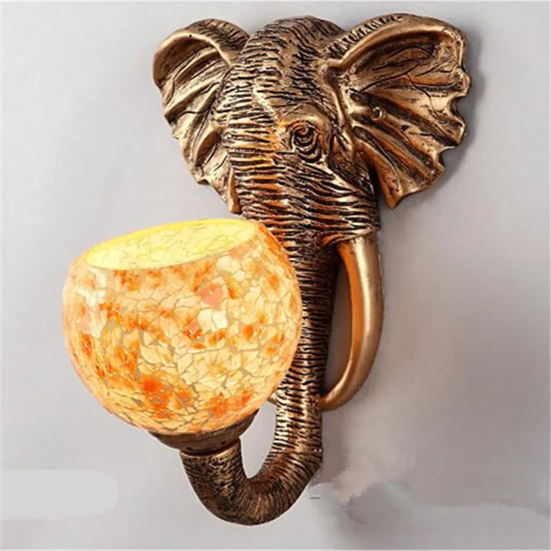 Wonderland China Southeast Asia Style Elephant Wall Lamp Luxury Lighting E27 Glass Lampshade Hot Sell For Home Top Fashion WL-2 | Освещение