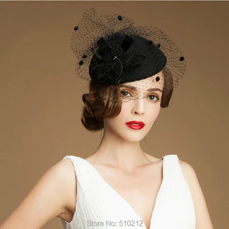 Dubai Order ! top grade black flower wedding hats and fascinators party
